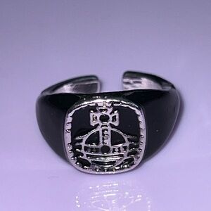 Silver and Black Saturn Ring